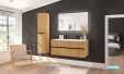 Meuble Woody, L.120 cm finition placage Chêne naturel rainuré noir