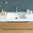 Zoom plan vasque en résine blanc du meuble Wave de Line Art