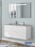 Meuble de salle de bain 2 tiroirs Blanc brillant Elyps avec plan SMO coloris Tadelakt en largeur 120 et cuve à gauche