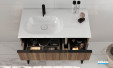 Meuble de salle de bains Groove largeur 90 cm coloris Noyer décor velours de la marque Burgbad