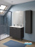 Meuble UrbanPro L. 90 cm, simple vasque avec trois portes coloris Gris foncé satiné