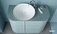 Meuble Lavo 2.0, simple vasque avec 3 tiroirs, finition thermoformé Bleu azur mat de Burgbad