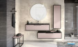 Meuble de salle de bains Ultra Cadra largeur 120 centimètres avec 1 coulissant coloris Rose pastel mat et corps de meuble Noir mat de Delpha