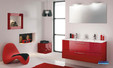 Meuble façade rouge, plan double vasque céramique Delpha Graphic 123