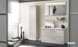 miroir lumière intégrée, meuble sous-vasque 2 niveaux de rangement, vasque en céramique blanc Delpha Unique 93