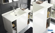 Meuble sous-vasque avec vasque en SMO Open coloris corps de meuble météor et façade blanc brillant de Ambiance Bain