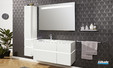 Meuble de salle de bains Vogue avec 4 tiroirs et 1 bandeau LED coloris laqué blanc brillant de la marque Vigour