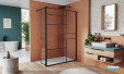Paroi de douche Walk-in Easy 2.0 Loft 73 avec volet pivotant à 90° par Ronal coloris Noir mat