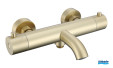 Mitigeur bain/douche thermostatique Inox line finition PVD Or brossé d'Aubade Création