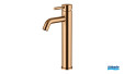 Mitigeur lavabo rehaussé Inox Line finition PVD Cuivre brossé d'Aubade Création