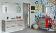 Meuble de salle de bains 4 tiroirs avec double vasque coloris mélaminé chêne héritage de la gamme Impact 2 par Sanijura