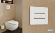 Plaque de commande wc suspendu Square de la gamme Derby Style par Vigour coloris blanc et chromé