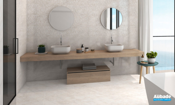 Collection Vichy par Azteca en coloris Bianco, Gris et décor Laurier Gris