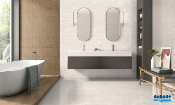 Collection Vichy par Azteca en coloris Crema et décor Laurier Crema