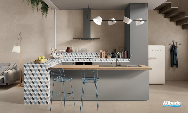 Collection Totalook par Emil Ceramica en coloris Sabbia et décor Cubo