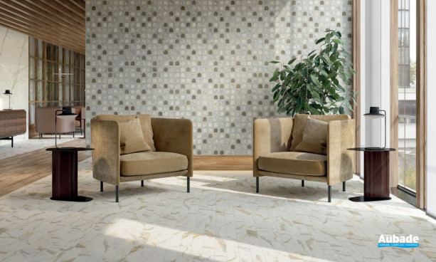 Collection Scultorea par Marca Corona Chevron en coloris Calacatta Vena Antica et Décor Blend