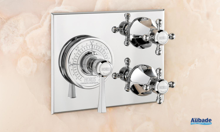 Ensemble mitigeur thermostatique mural encastré avec caisson d'encastrement Ascott de Horus