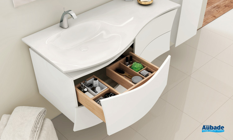 meuble salle de bains maestro decotec, finition laque blanc brillant / blanc brillant
