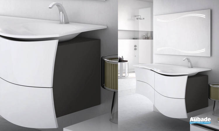 meuble salle de bains maestro decotec, finition laque blanc brillant / blanc brillant