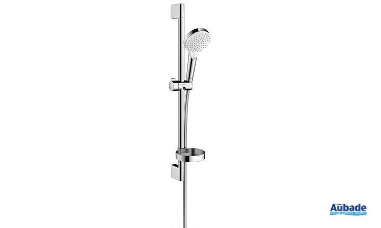 Barre de douche complète avec douchette Crometta Vario Ø 100 mm Blanc/Chromé
