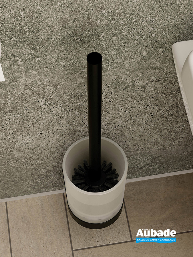 Porte-balai avec pot en verre à fixer Derby Style<sup>2</sup> Noir mat de Vigour