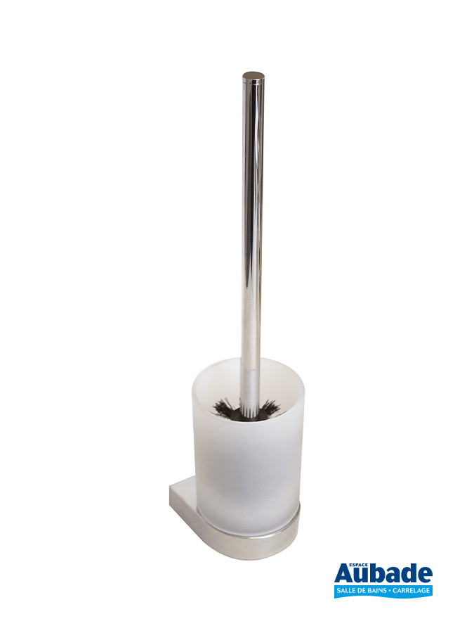 Porte-balai avec pot en verre à fixer Derby Style<sup>2</sup> Chromé de Vigour