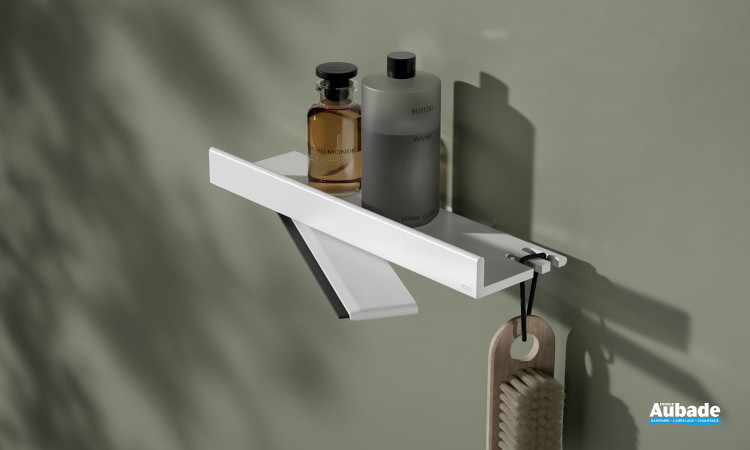 Tablette de douche avec raclette et patère intégré Reva de chez Keuco