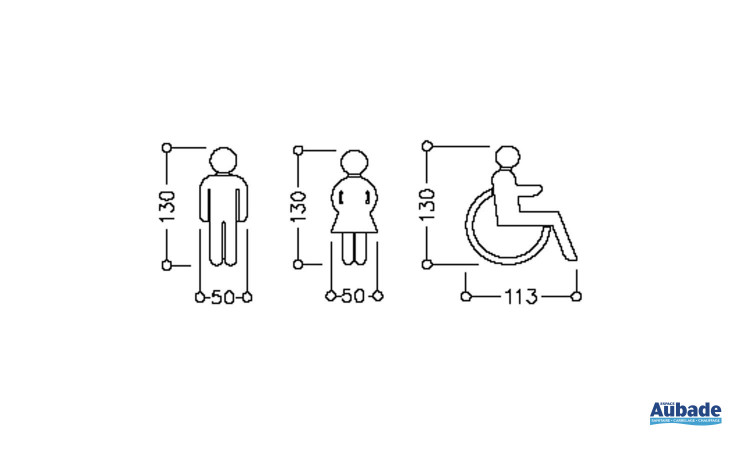 Pictogramme WC Normbau pour femmes, hommes ou personnes handicapées