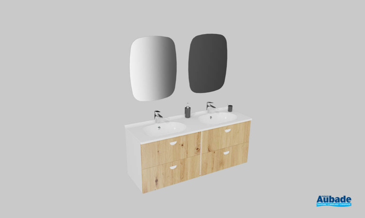 Meuble de salle de bains Dune d'Ambiance Bain, largeur 140 cm, coloris neige brillant