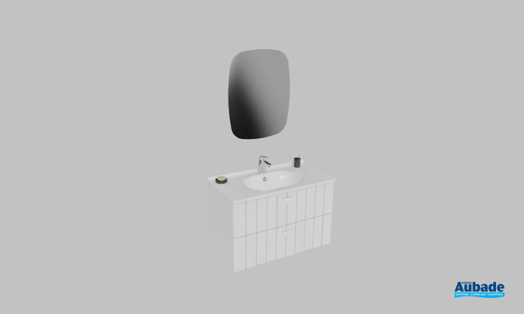 Meuble de salle de bains Dune d'Ambiance Bain, largeur 90 cm, coloris neige brillant
