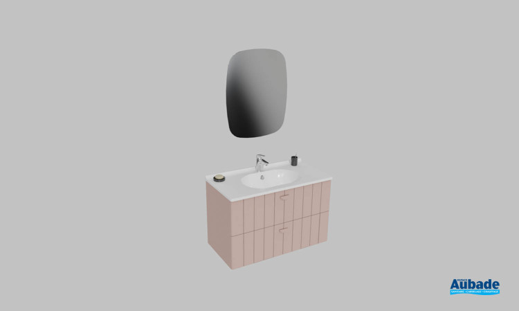 Meuble de salle de bains Dune d'Ambiance Bain, largeur 90 cm, coloris pompadour