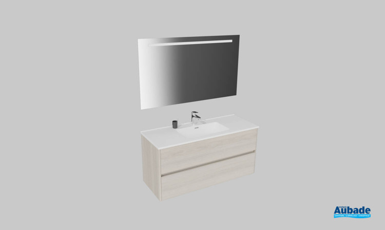 Meuble de salle de bains Elyps 2 d'Ambiance Bain, largeur 121 cm, coloris cedre
