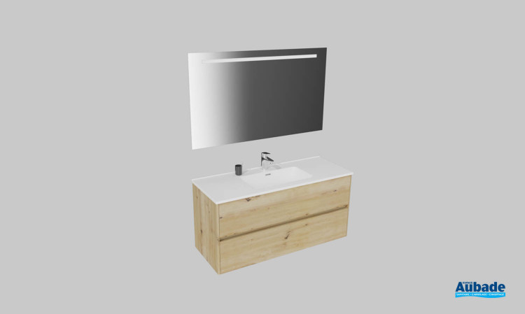 Meuble de salle de bains Elyps 2 d'Ambiance Bain, largeur 121 cm, coloris chêne blond