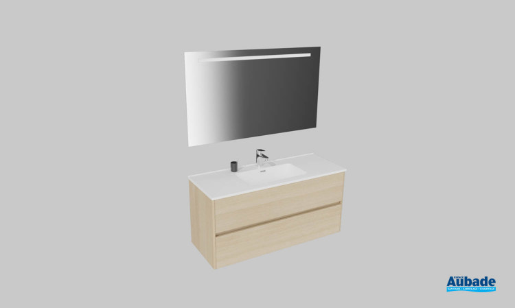 Meuble de salle de bains Elyps 2 d'Ambiance Bain, largeur 121 cm, coloris iroko