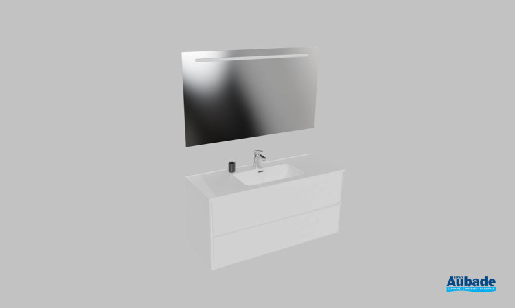Meuble de salle de bains Elyps 2 d'Ambiance Bain, largeur 121 cm, coloris neige brillant