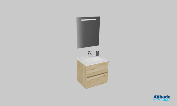 Meuble de salle de bains Elyps 2 d'Ambiance Bain, largeur 60 cm, coloris chêne blond