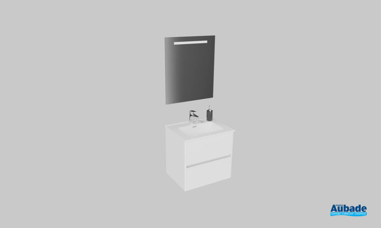 Meuble de salle de bains Elyps 2 d'Ambiance Bain, largeur 60 cm, coloris neige brillant