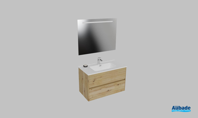 Meuble de salle de bains Elyps 2 d'Ambiance Bain, largeur 90 cm, coloris chêne blond