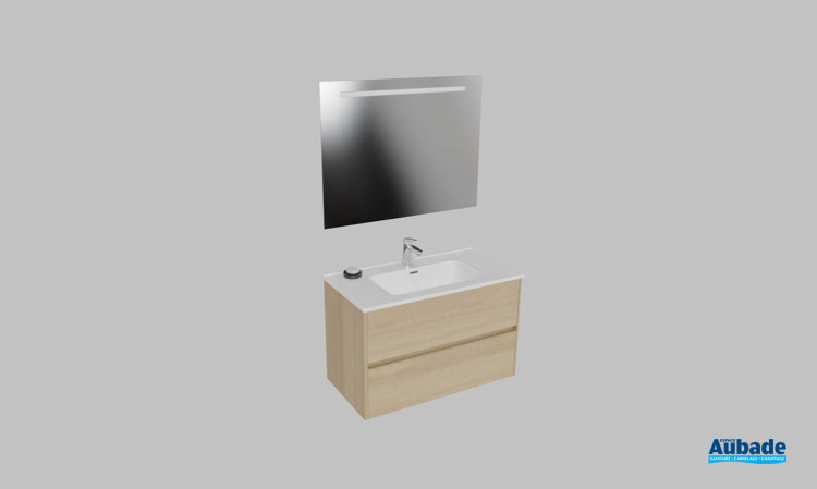 Meuble de salle de bains Elyps 2 d'Ambiance Bain, largeur 90 cm, coloris iroko