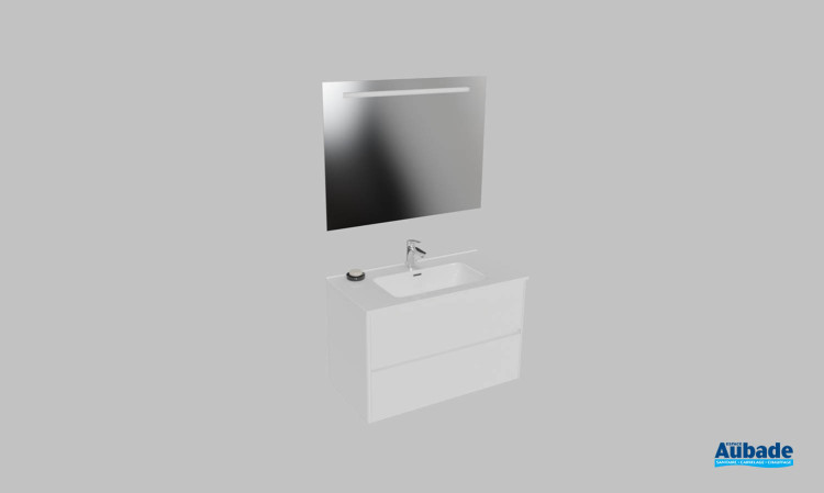 Meuble de salle de bains Elyps 2 d'Ambiance Bain, largeur 90 cm, coloris neige brillant