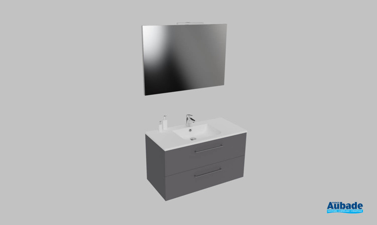 Meuble de salle de bains Vita d'Ambiance Bain, largeur 100 cm, coloris anthracite