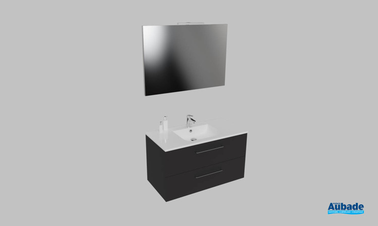 Meuble de salle de bains Vita d'Ambiance Bain, largeur 100 cm, coloris noir mat