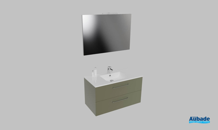Meuble de salle de bains Vita d'Ambiance Bain, largeur 100 cm, coloris olive