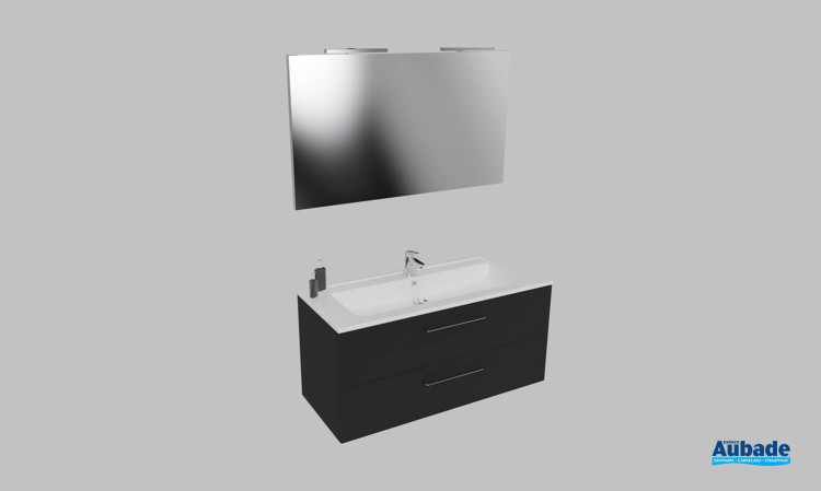 Meuble de salle de bains Vita d'Ambiance Bain, largeur 120 cm, coloris noir mat