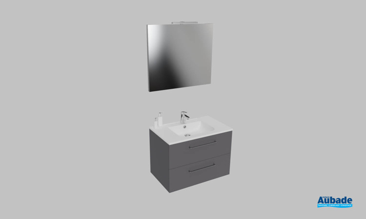 Meuble de salle de bains Vita d'Ambiance Bain, largeur 80 cm, coloris anthracite
