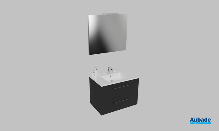 Meuble de salle de bains Vita d'Ambiance Bain, largeur 80 cm, coloris noir mat