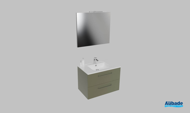 Meuble de salle de bains Vita d'Ambiance Bain, largeur 80 cm, coloris olive
