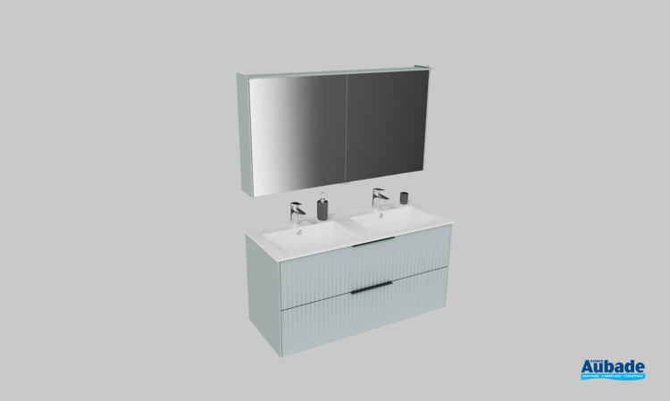 Meuble de salle de bains Addict de Burgbad, largeur 120 cm, coloris bleu azur mat