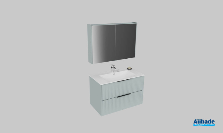 Meuble de salle de bains Addict de Burgbad, largeur 90 cm, coloris bleu azur mat