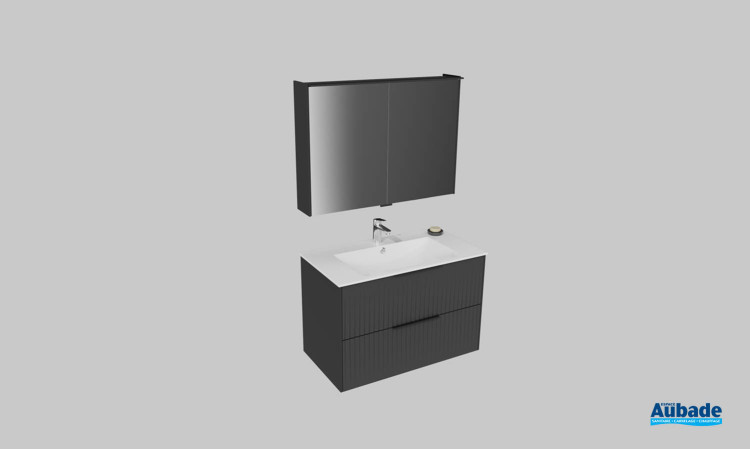 Meuble de salle de bains Addict de Burgbad, largeur 90 cm, coloris graphite doux mat